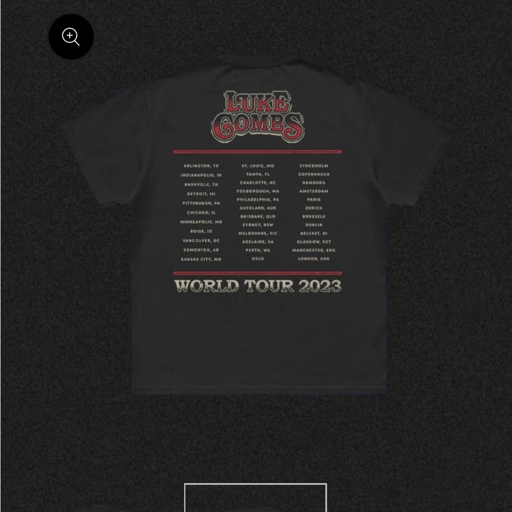 Luke Combs 2023 Tour Tshirt Neverworn Size medium WORLD TOUR PHOTO TEE